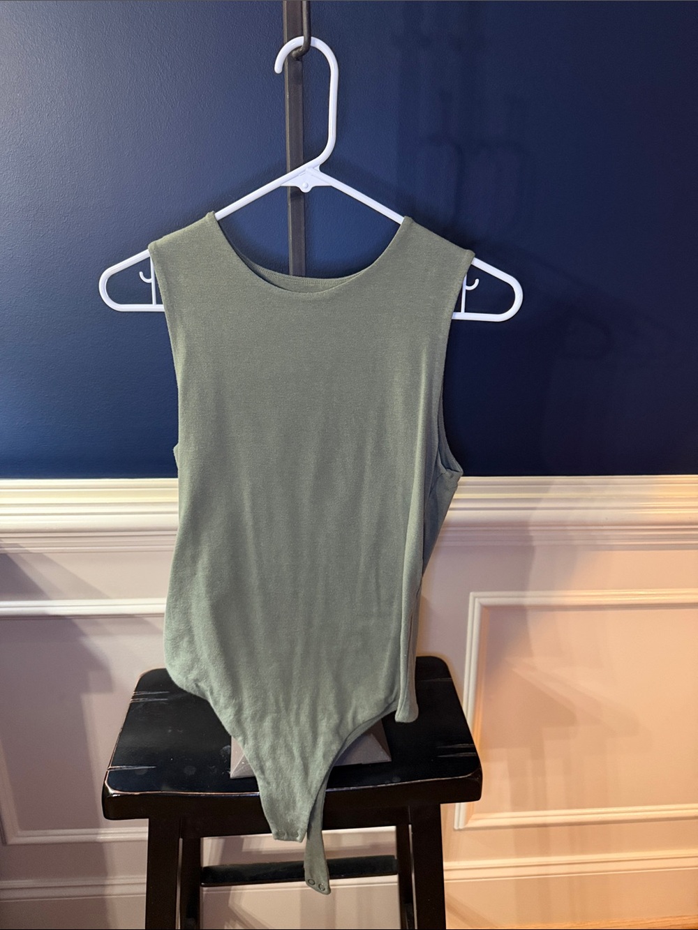 nuuds Olive Green Sleeveless Scoop Neck Bodysuit